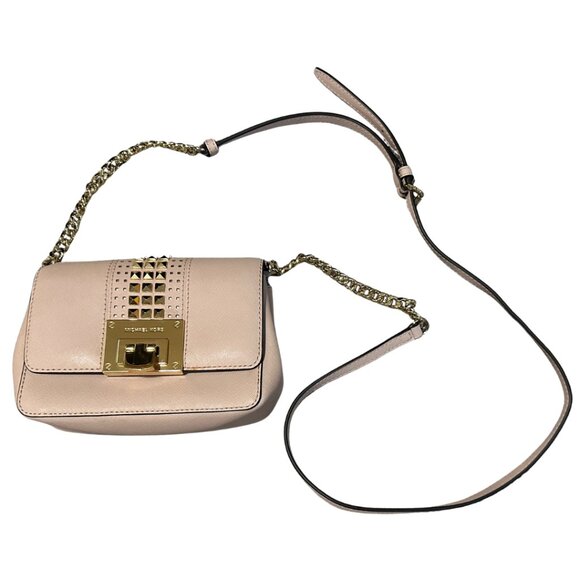 Michael Kors Light Pink Blush Gold Studded Crossbody Purse - Picture 2 of 15